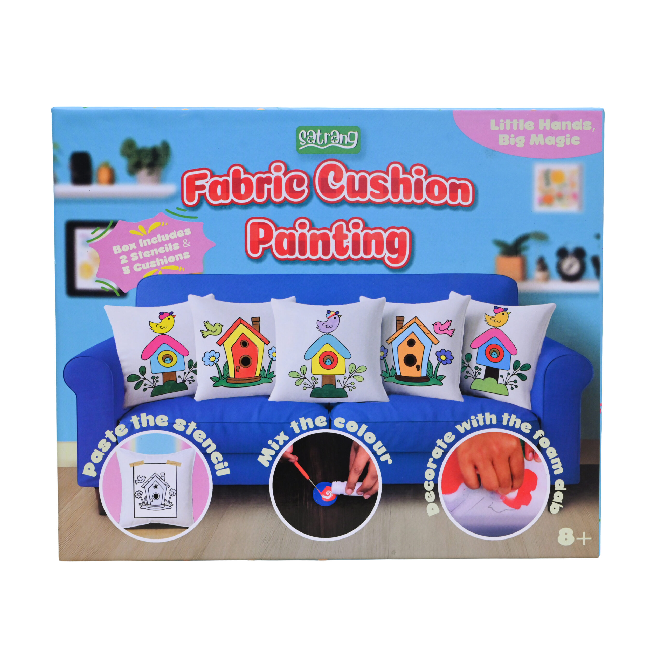 Folks Work Satrang Fabric Cushion Painting